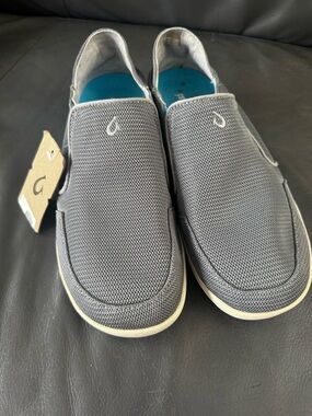 OluKai Men’s Grey Mesh Slip-On Loafers